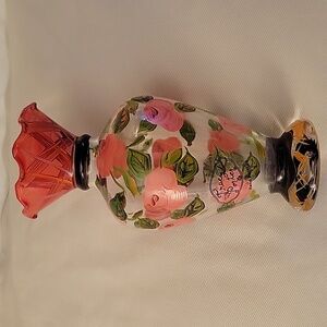 Tracy Porter Rose Handpainted Vase with Ruffled Rim.  6 1/2" H